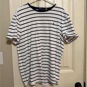 Polo by Ralph Lauren Men's Striped T-Shirt - White and Navy Blue